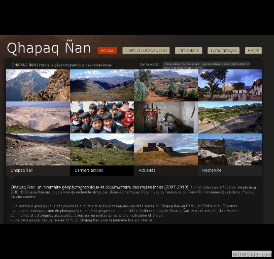 Il crée le premier site d'inventaire photographiques des chemins incas